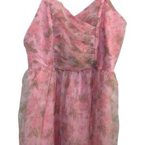 Unique Vintage Pink Floral Organza Swing Dress 1950s Sz 1x #7